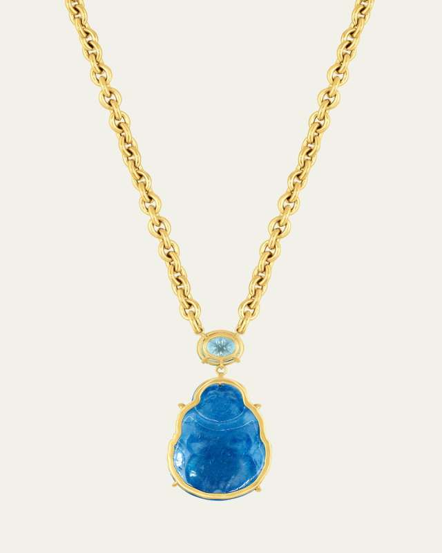Happy Buddha Jumbo Aquamarine Necklace